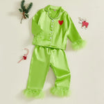 Silky Satin Kids Christmas Pajamas