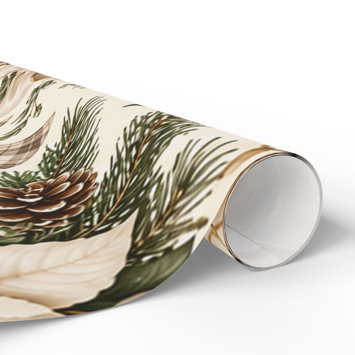 Christmas Wrapping Paper Roll — Neutral Vintage Holiday Bows, Stockings & Ornaments Pattern