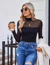 Sheer Long Sleeve Turtleneck Bodysuit