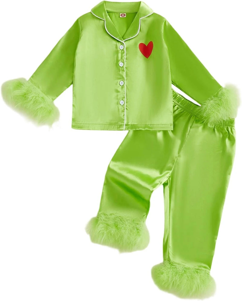 Silky Satin Kids Christmas Pajamas