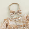 Plaid Infant Romper Headband Set