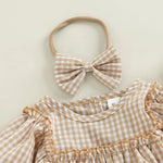 Plaid Infant Romper Headband Set