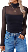 Sheer Long Sleeve Turtleneck Bodysuit