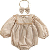 Plaid Infant Romper Headband Set