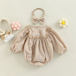 Plaid Infant Romper Headband Set
