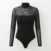Sheer Long Sleeve Turtleneck Bodysuit