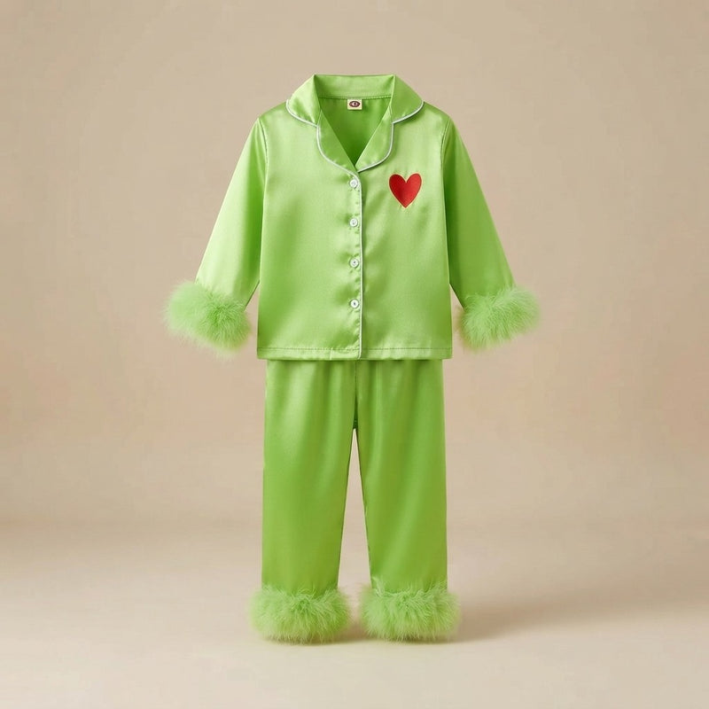 Silky Satin Kids Christmas Pajamas